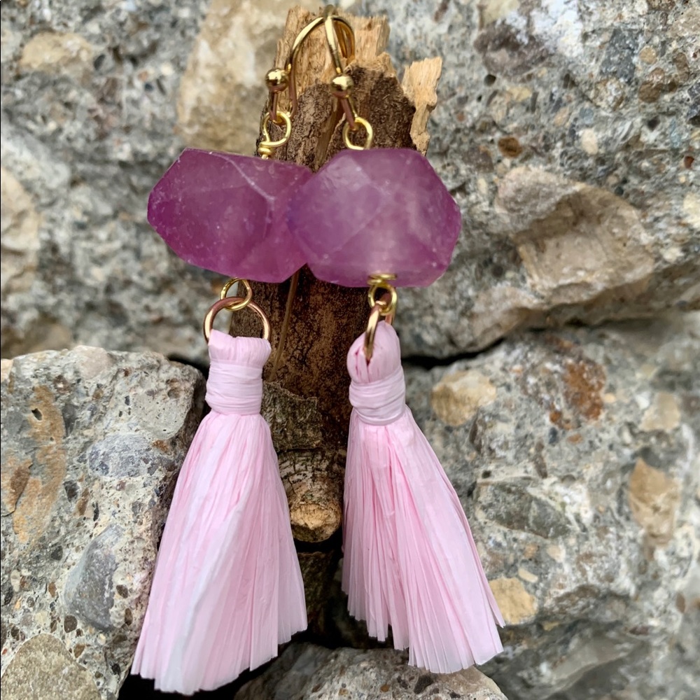 Barse Purple Quartz Nugget Gemstone Earrings